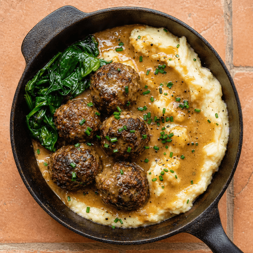 Beef Meatballs with Creamy Mash