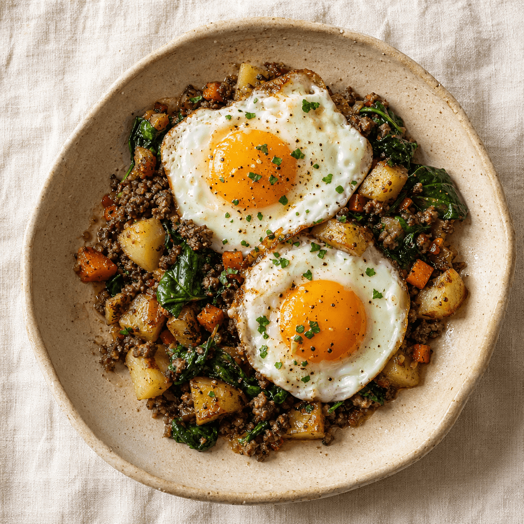 Beef & Potato Hash with Fried Eggs