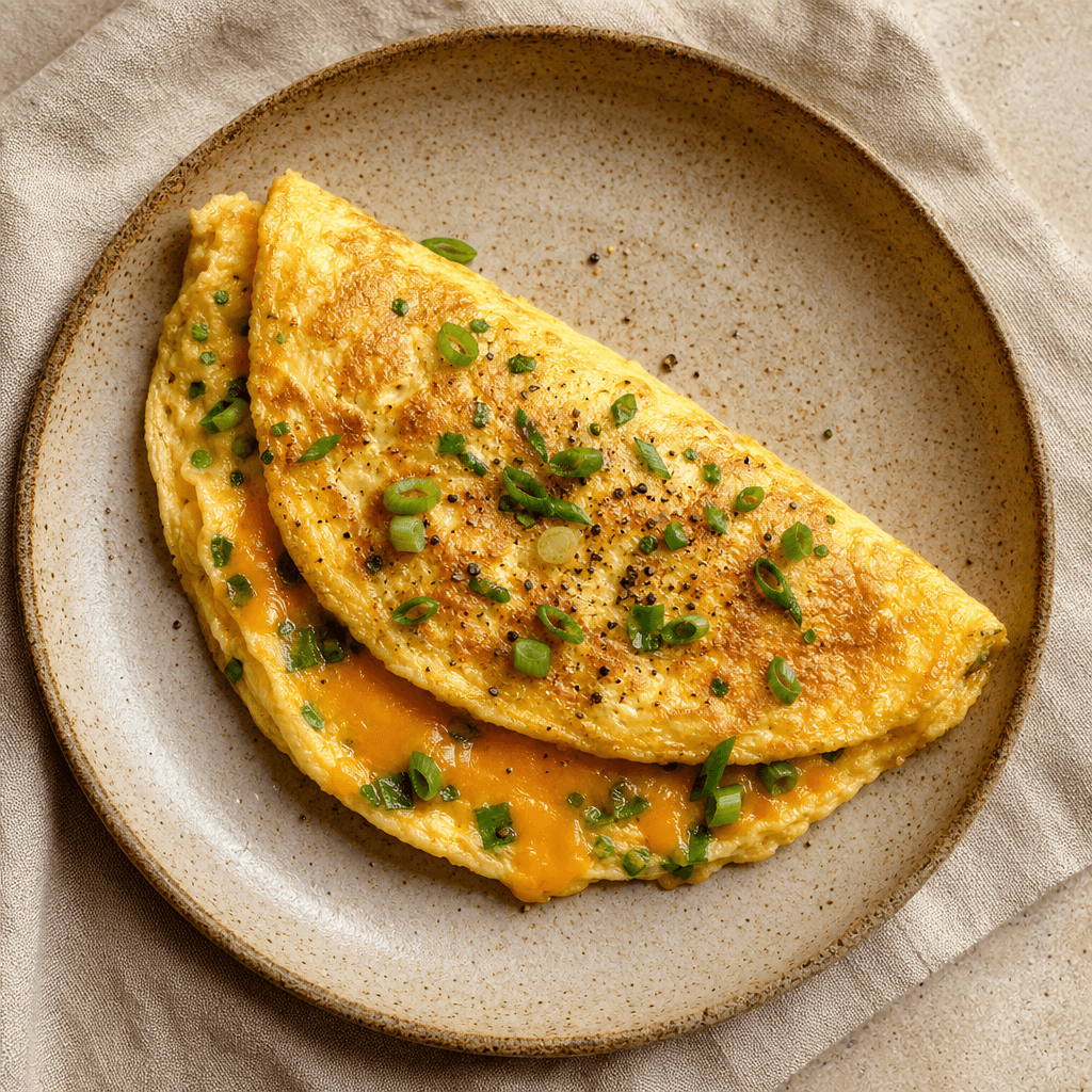 Spring Onion & Cheddar Fluffy Omelette
