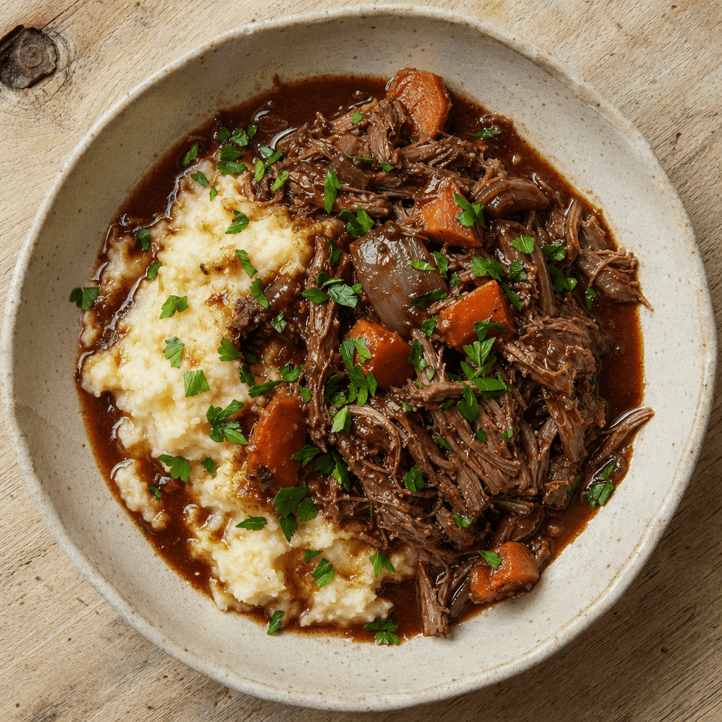 Slow Cooked Lamb Shanks with Parmesan Mash