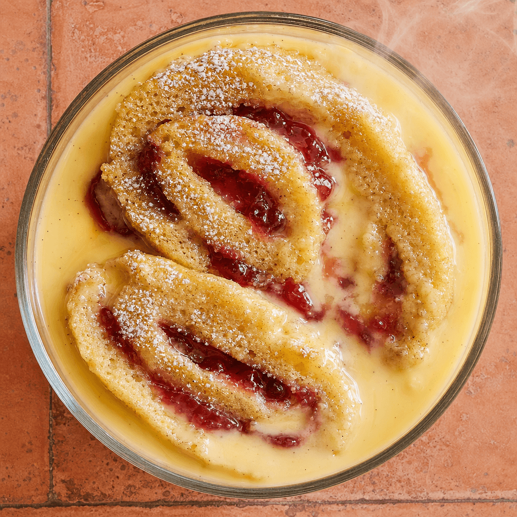Jam Roly-Poly with Custard
