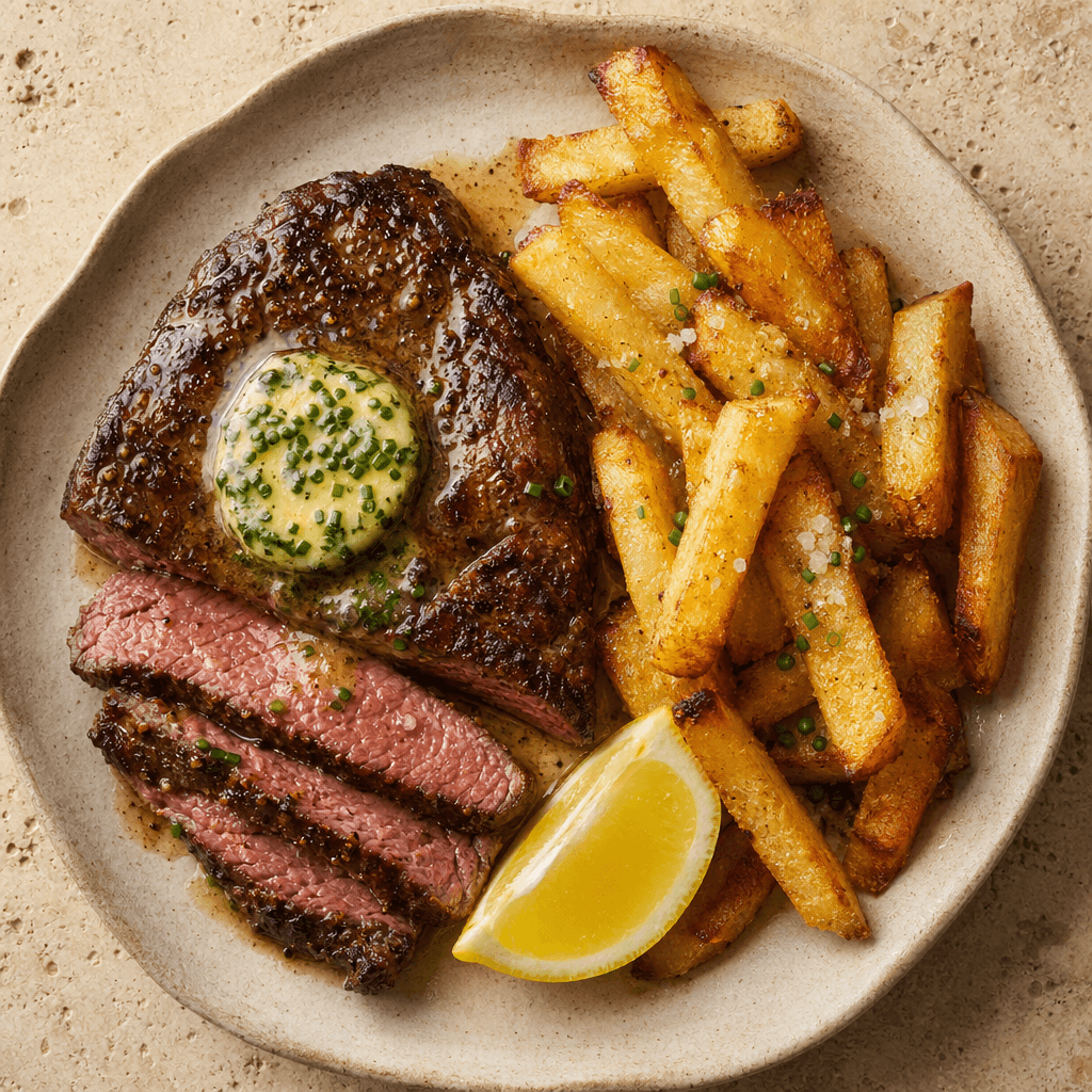 Steak & Chips with Chive Butter