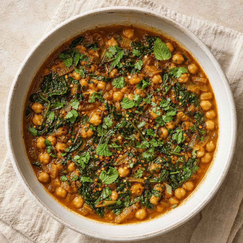 One-Pot Spiced Chickpea and Spinach Stew