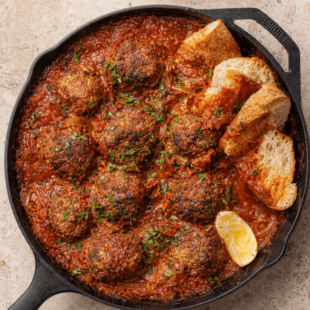 Caramelised Onion Meatball Bake