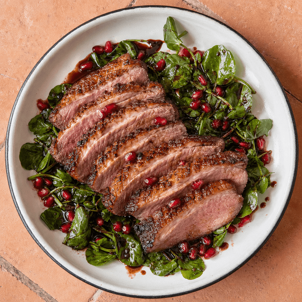 Seared Duck Breast with Pomegranate & Watercress