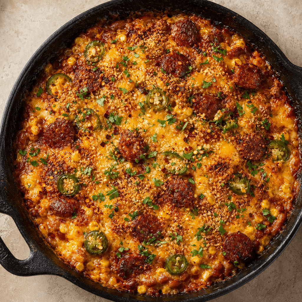 Corn And Chorizo Bean Gratin