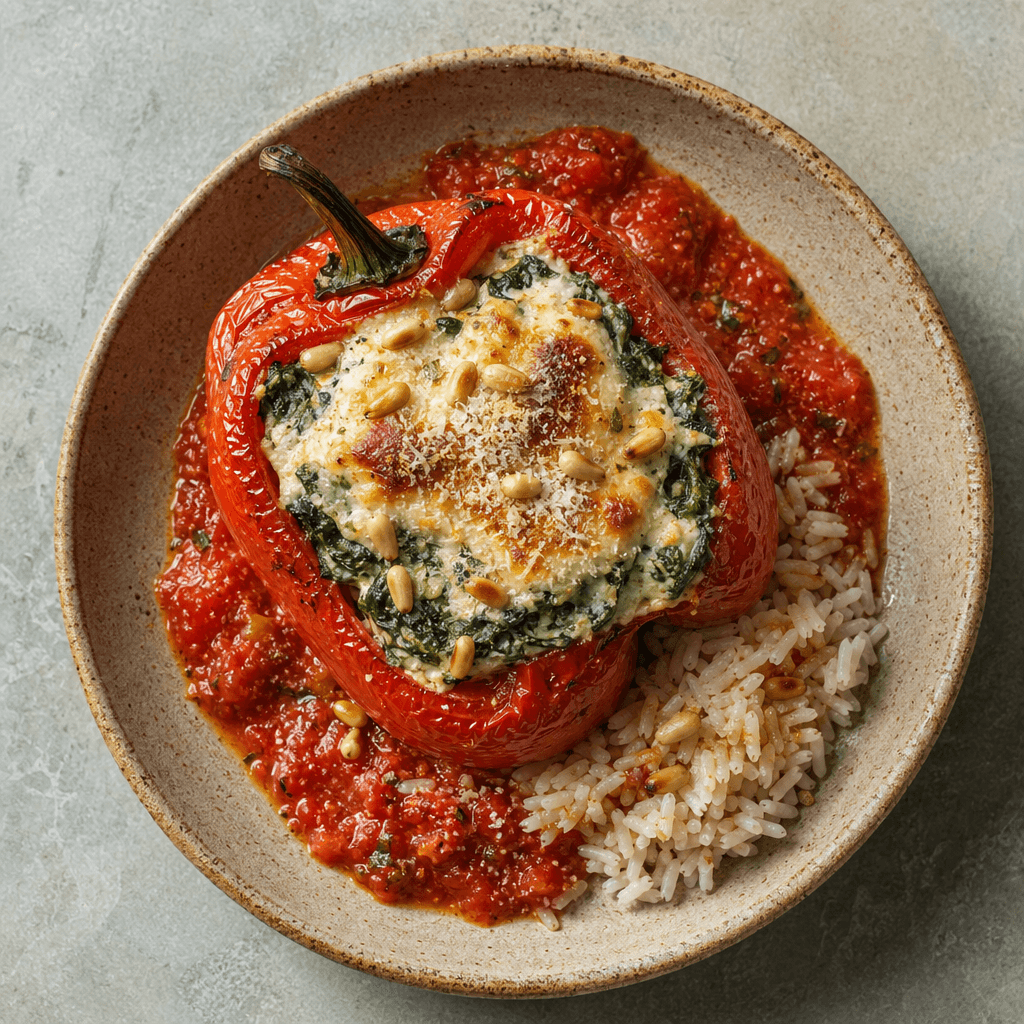 Spinach & Ricotta Stuffed Peppers