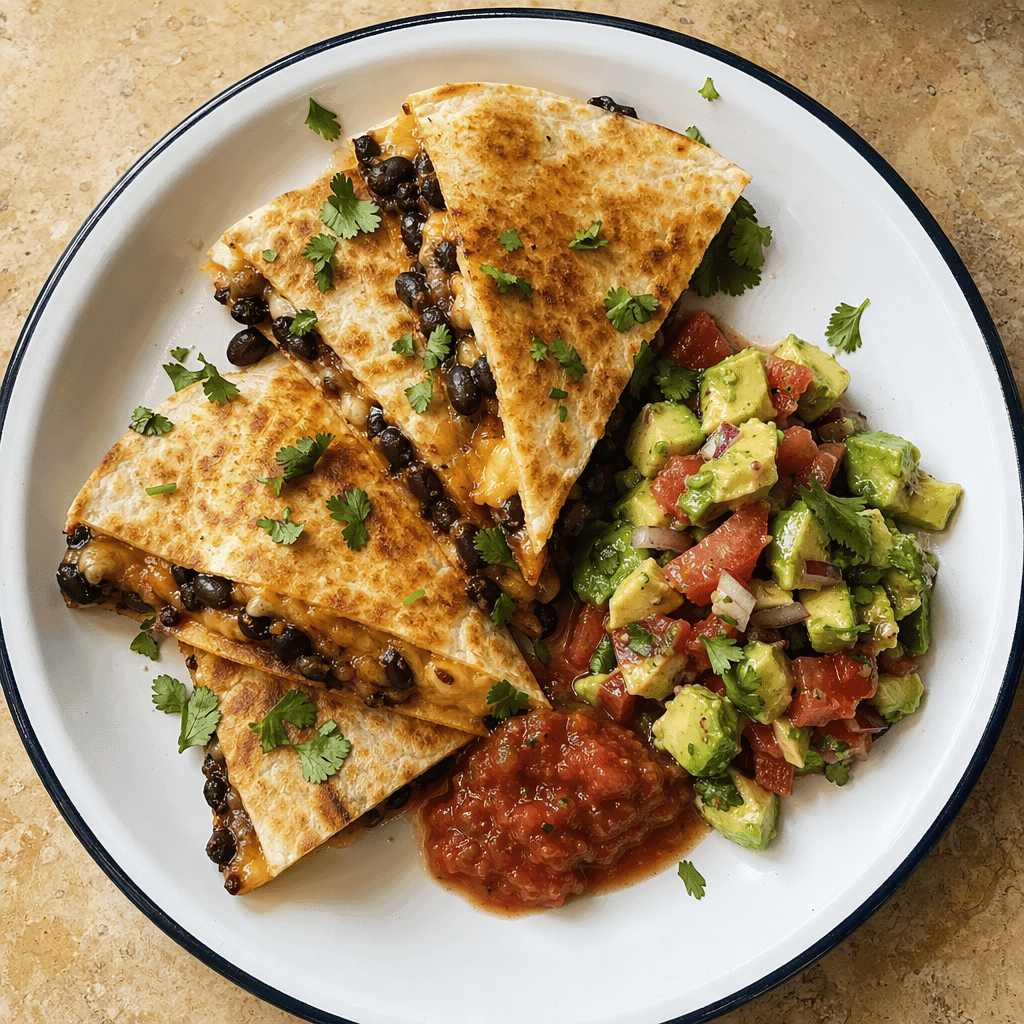 Quesadilla Triangles with Black Beans and Cheese