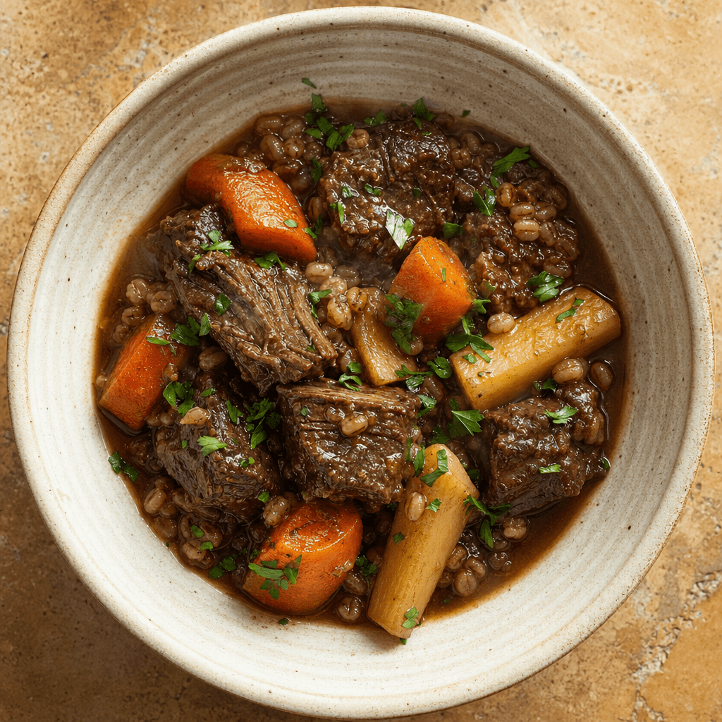 Slow Cooked Beef & Barley Stew