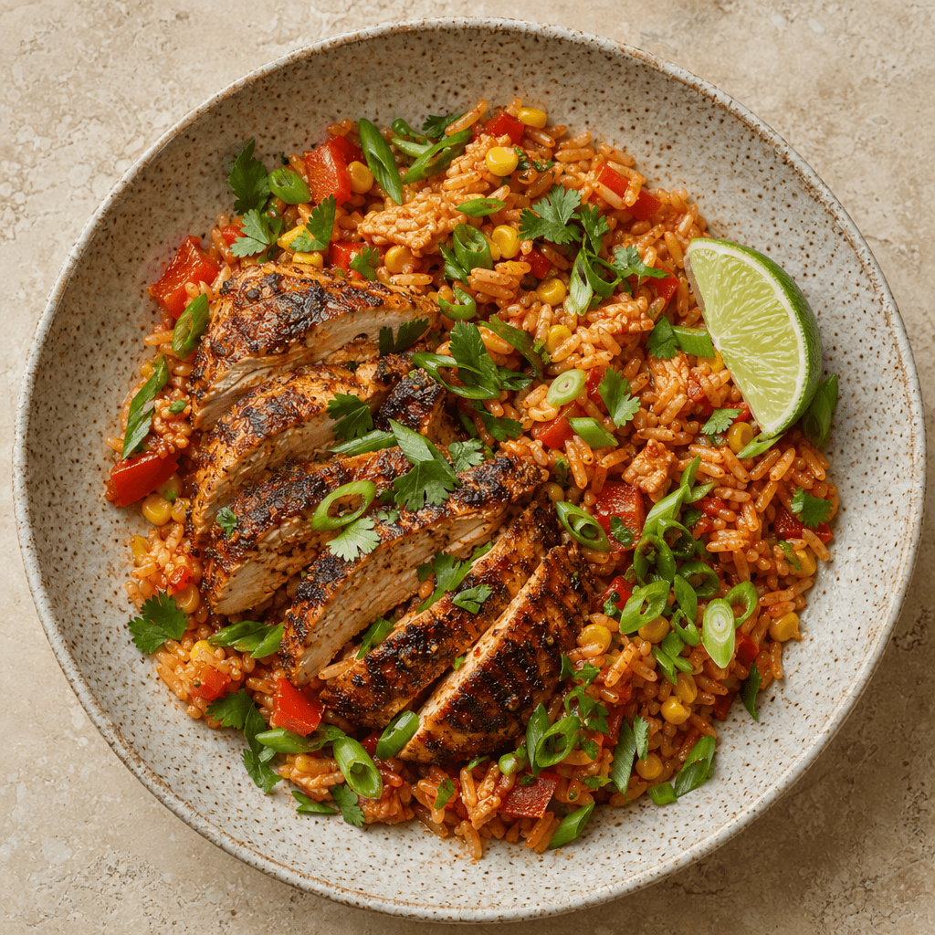 Mexican-Spiced Chicken with Corn & Pepper Rice