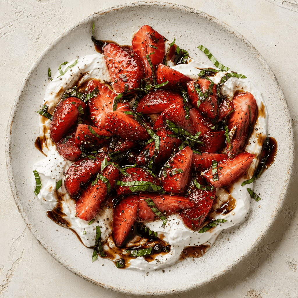 Strawberries with Balsamic and Greek Yoghurt