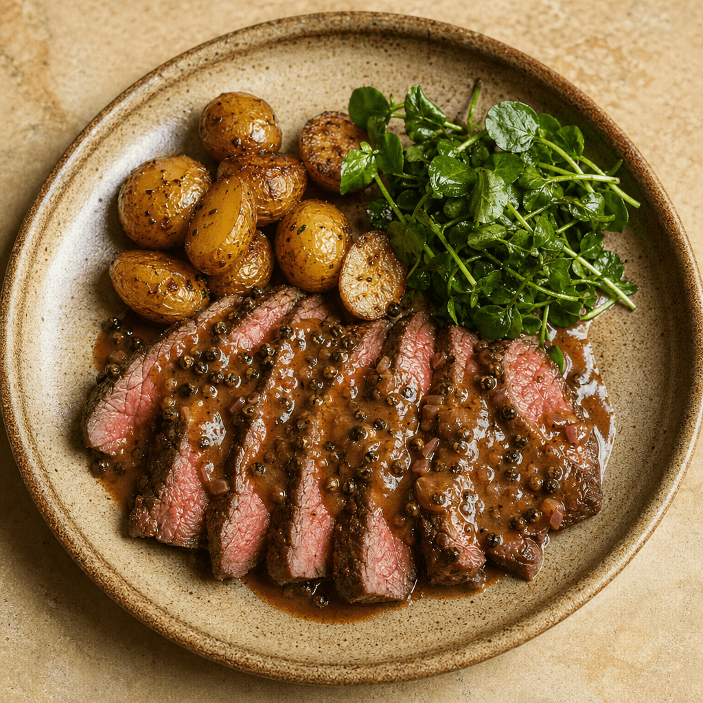 Steak with Peppercorn Sauce