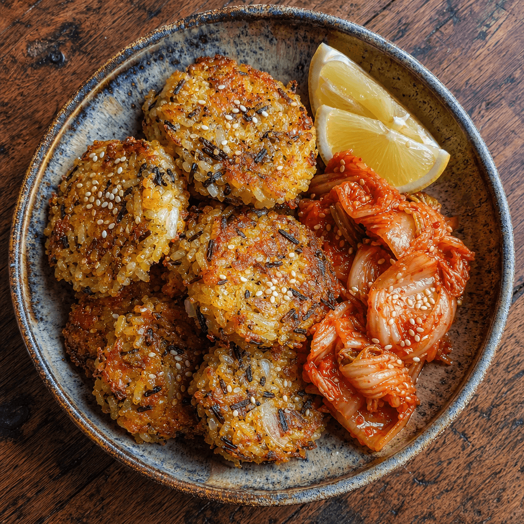 Kimchi and Gruyère Rice Fritters