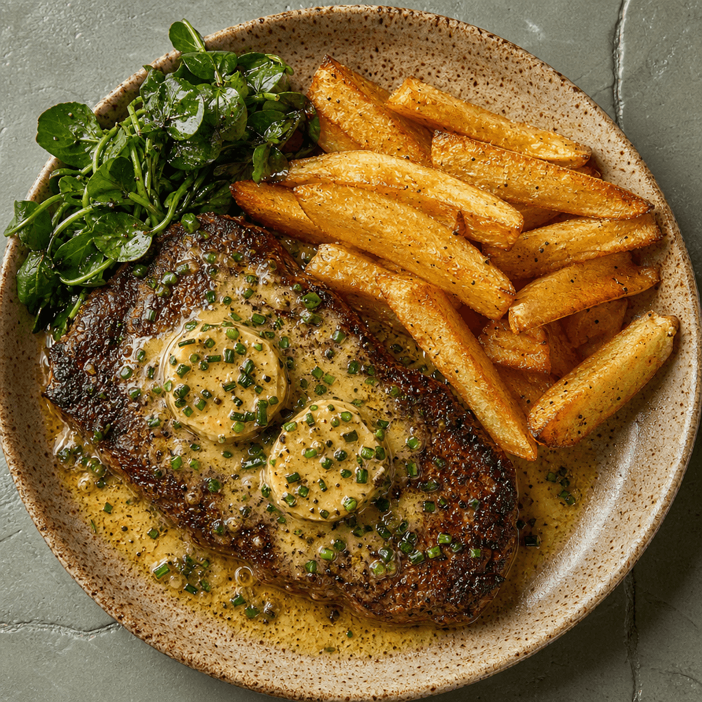 Seared Sirloin with Café de Paris Butter & Watercress