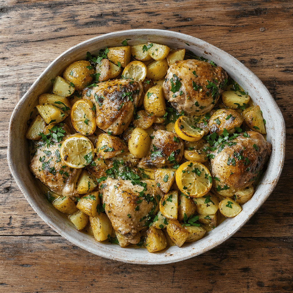 One-Pot Lemon Chicken with Potatoes and Greens