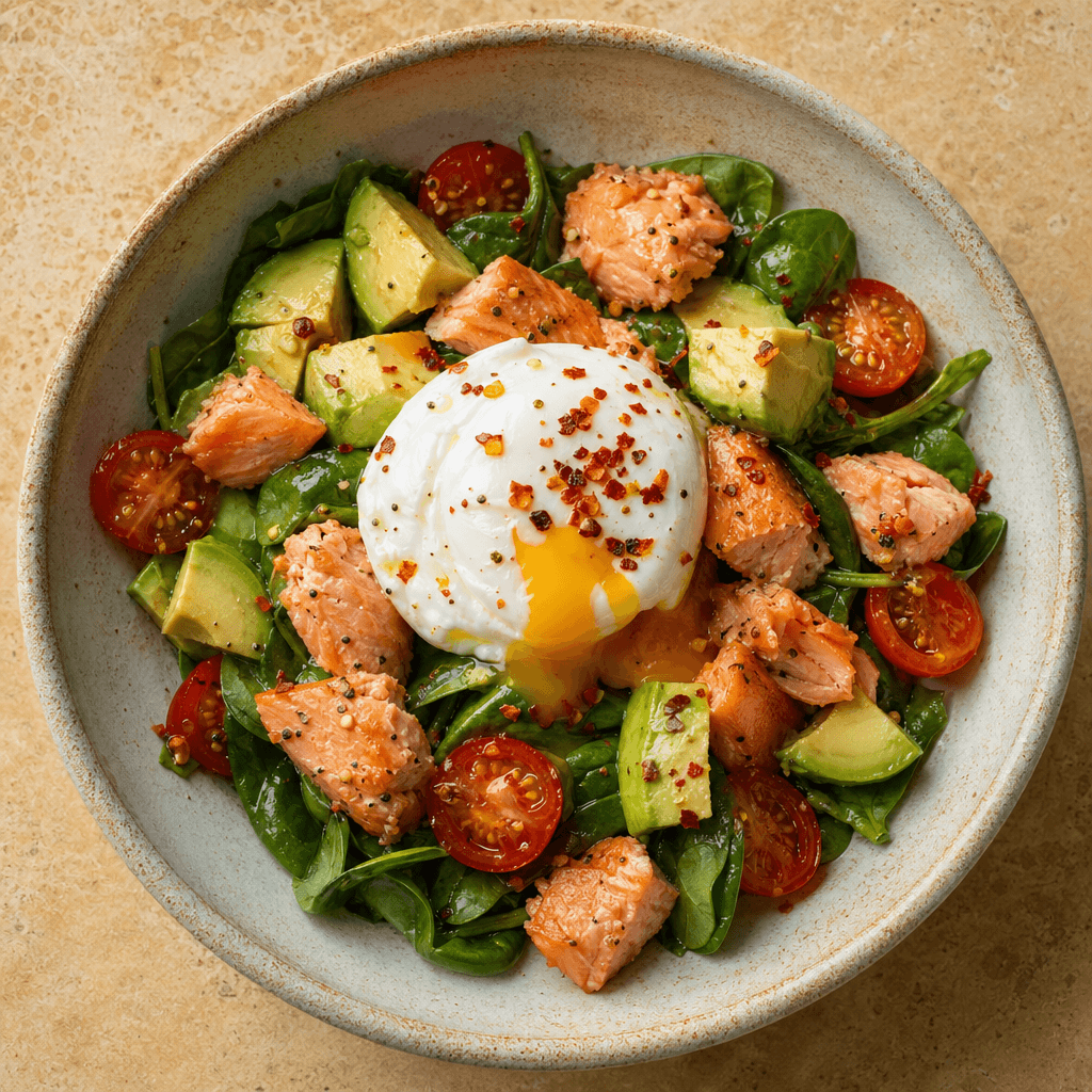 High-Protein Breakfast Bowl with Eggs, Salmon & Avocado