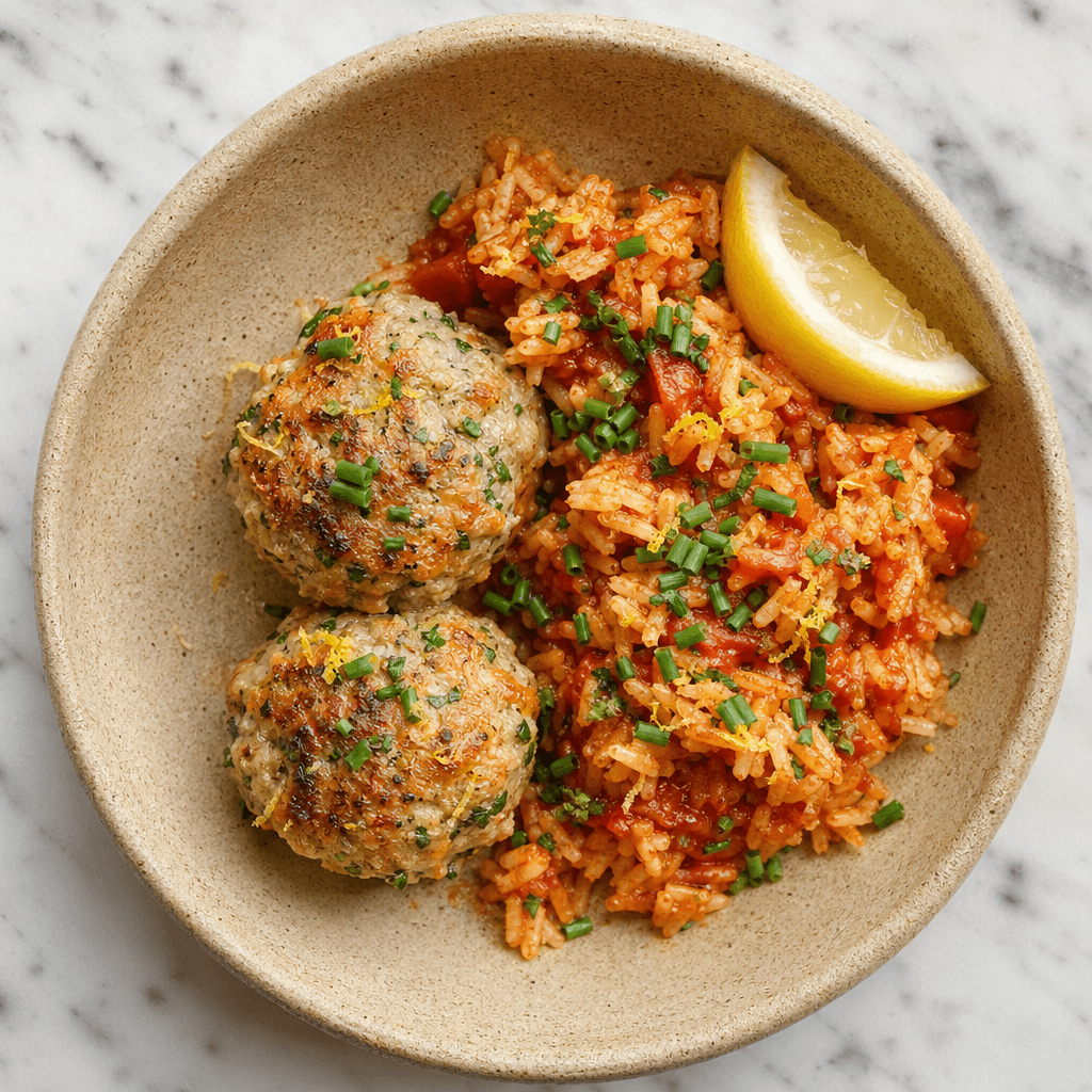 Chicken Meatballs with Tomato Rice
