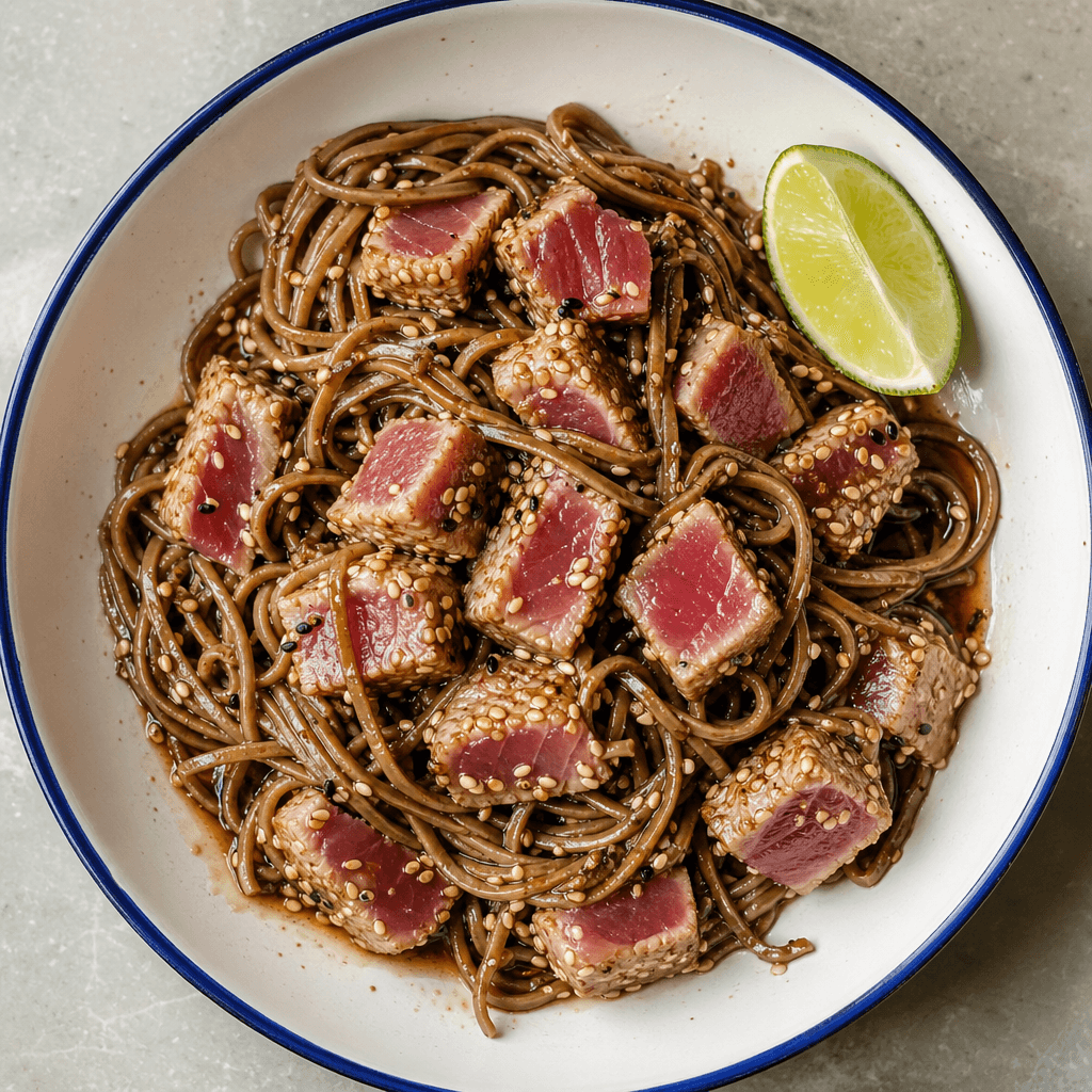 Seared Tuna with Sesame Buckwheat Soba Noodles