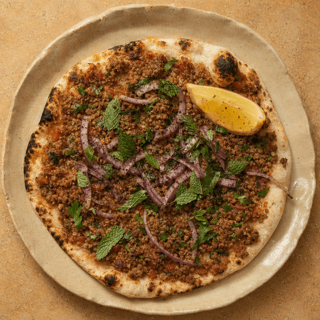 Lebanese Lahmacun with Spiced Lamb