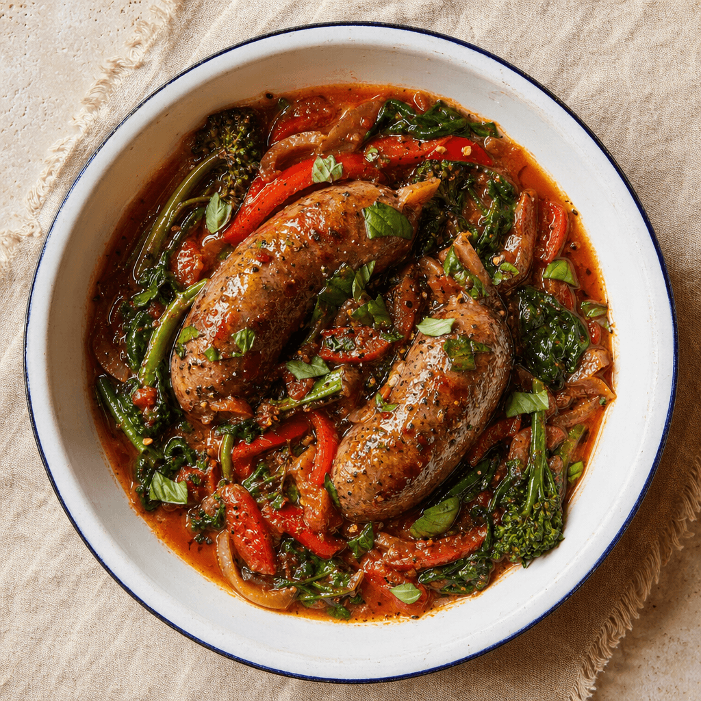 Italian Sausage with Peppers and Spinach