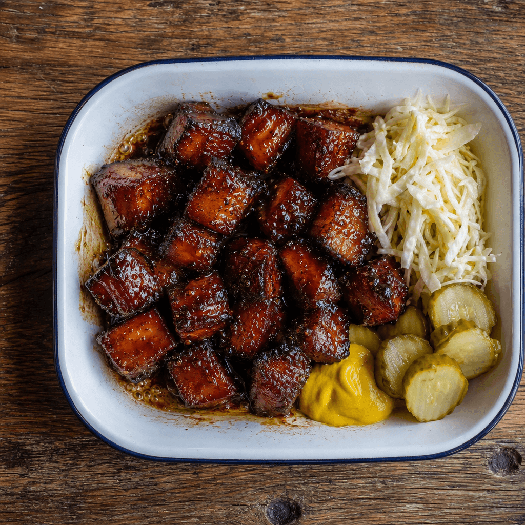 Smoked Pork Belly Burnt Ends with Bourbon-Honey Glaze