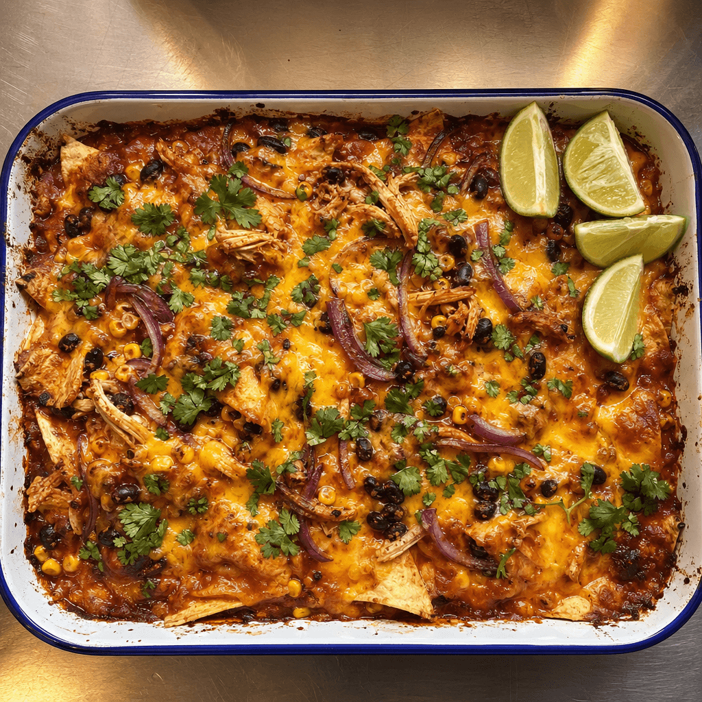 Cheesy Chicken Enchilada Bake