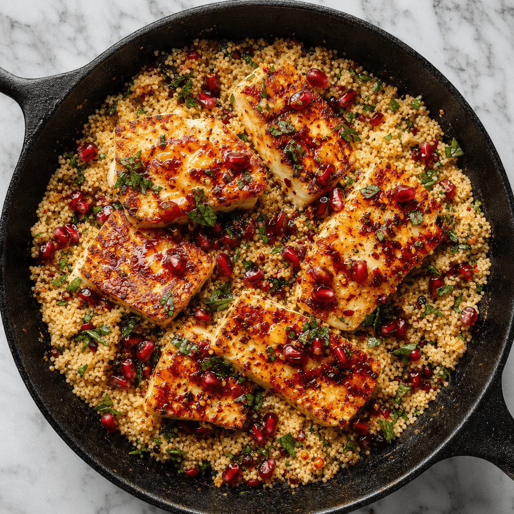 Hot Honey Halloumi With Herby Pepper Couscous