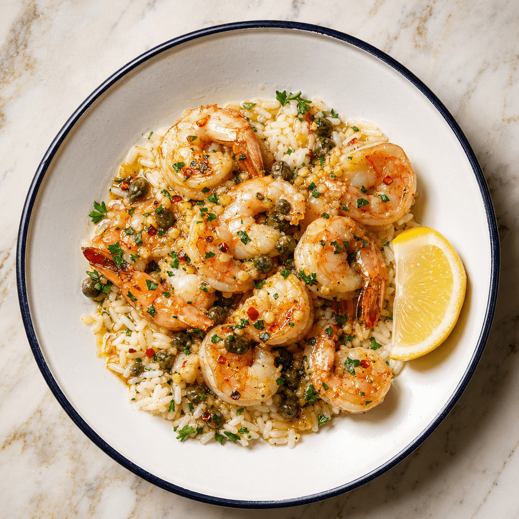 Garlic Butter Prawns with Lemon & Capers