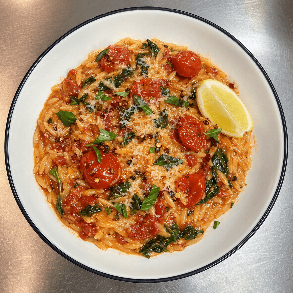 Creamy Tomato & Spinach Orzo
