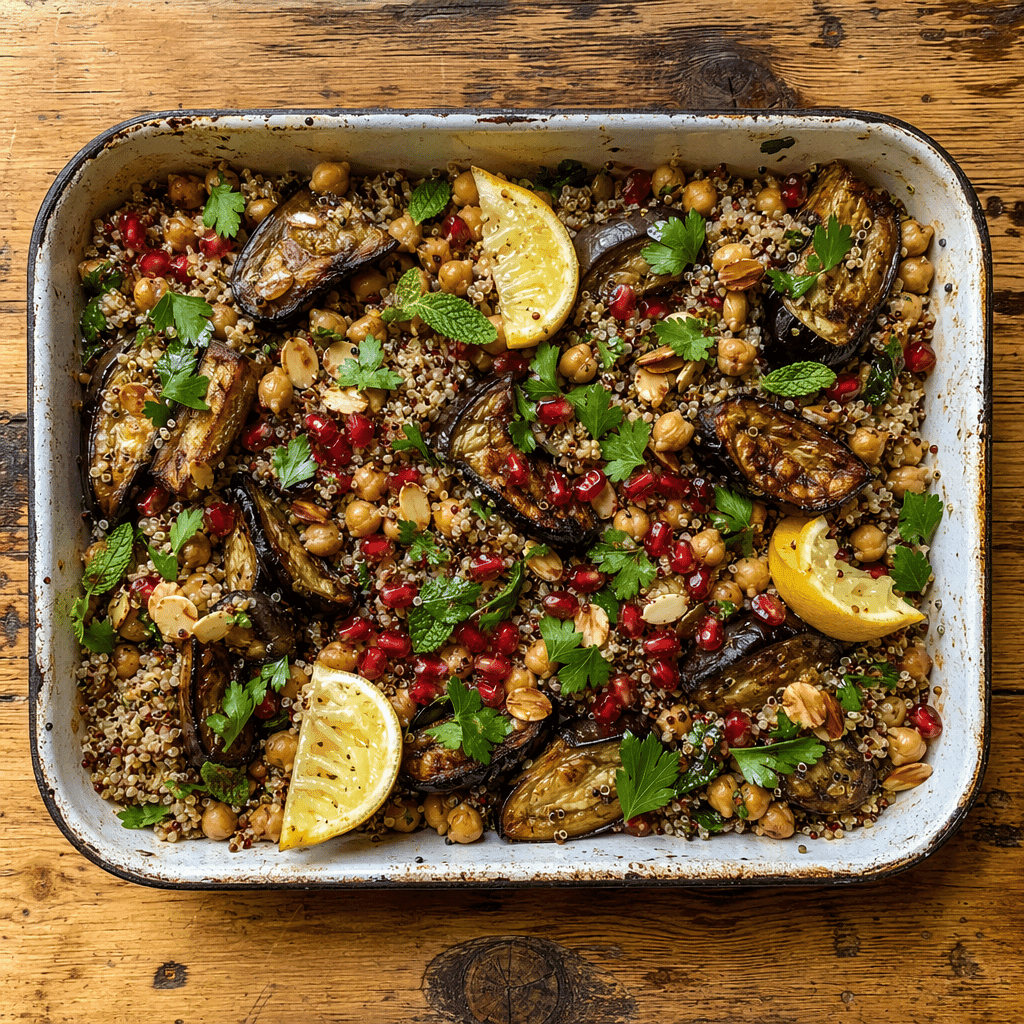 Roasted Aubergine and Chickpea Grain Bowl