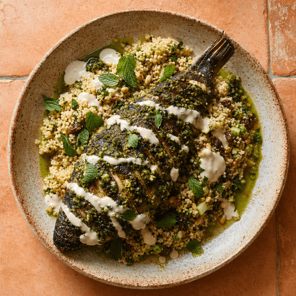 Grilled Seabream with Chermoula & Couscous