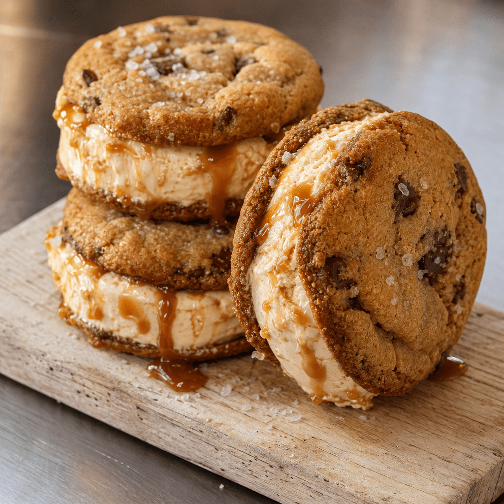No-Churn Salted Caramel Ice Cream Sandwiches