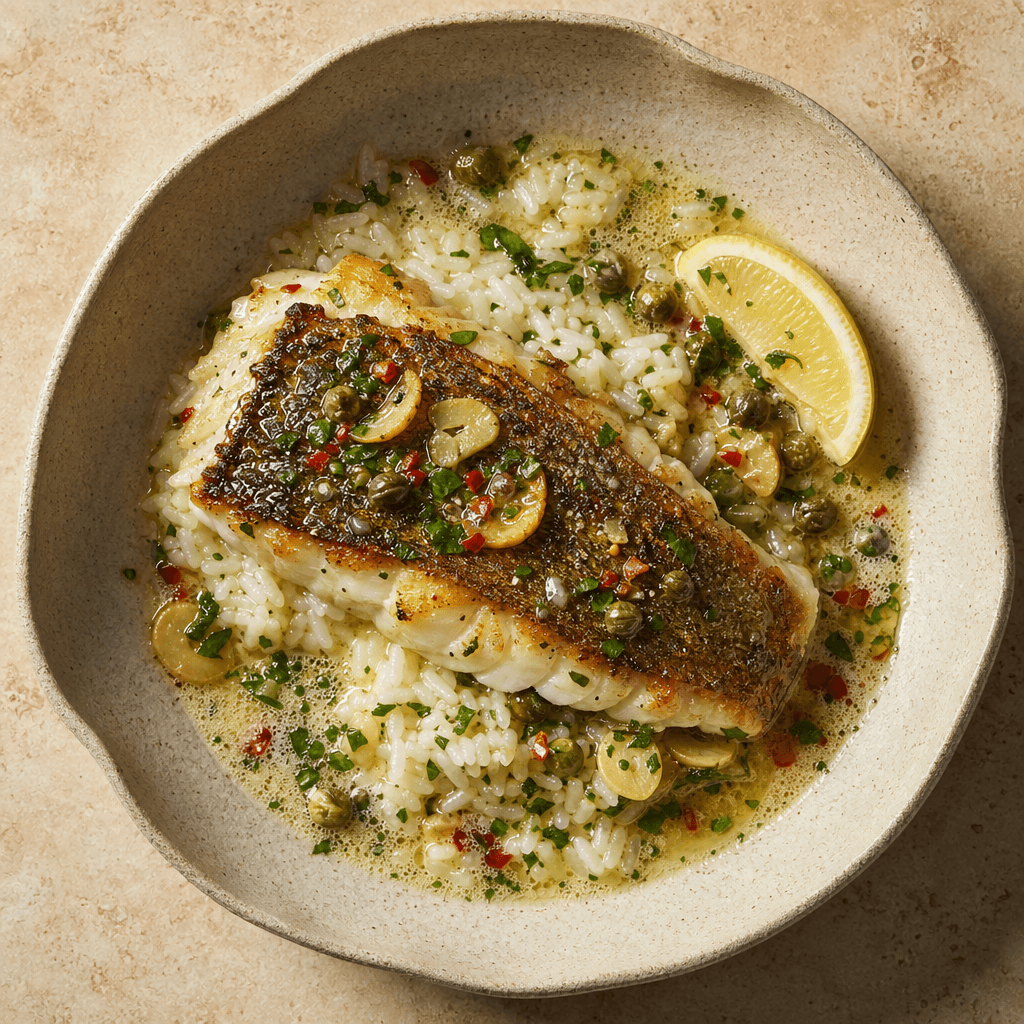 Garlic Butter Cod with Greens
