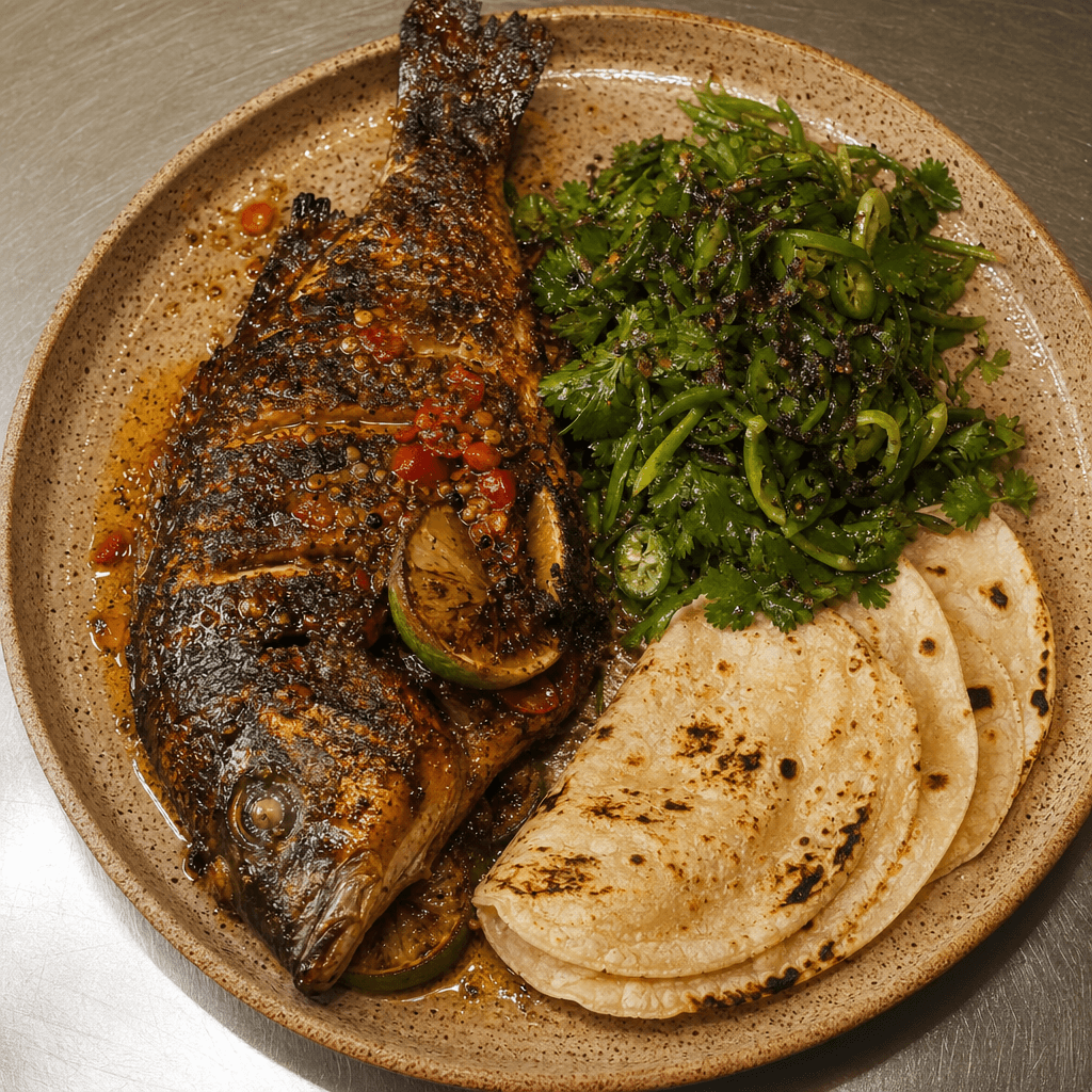 Blackened Sea Bass with Scotch Bonnet Sauce
