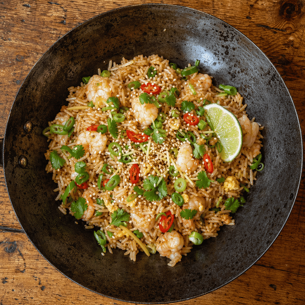 Prawn Fried Rice with Egg and Spring Onions
