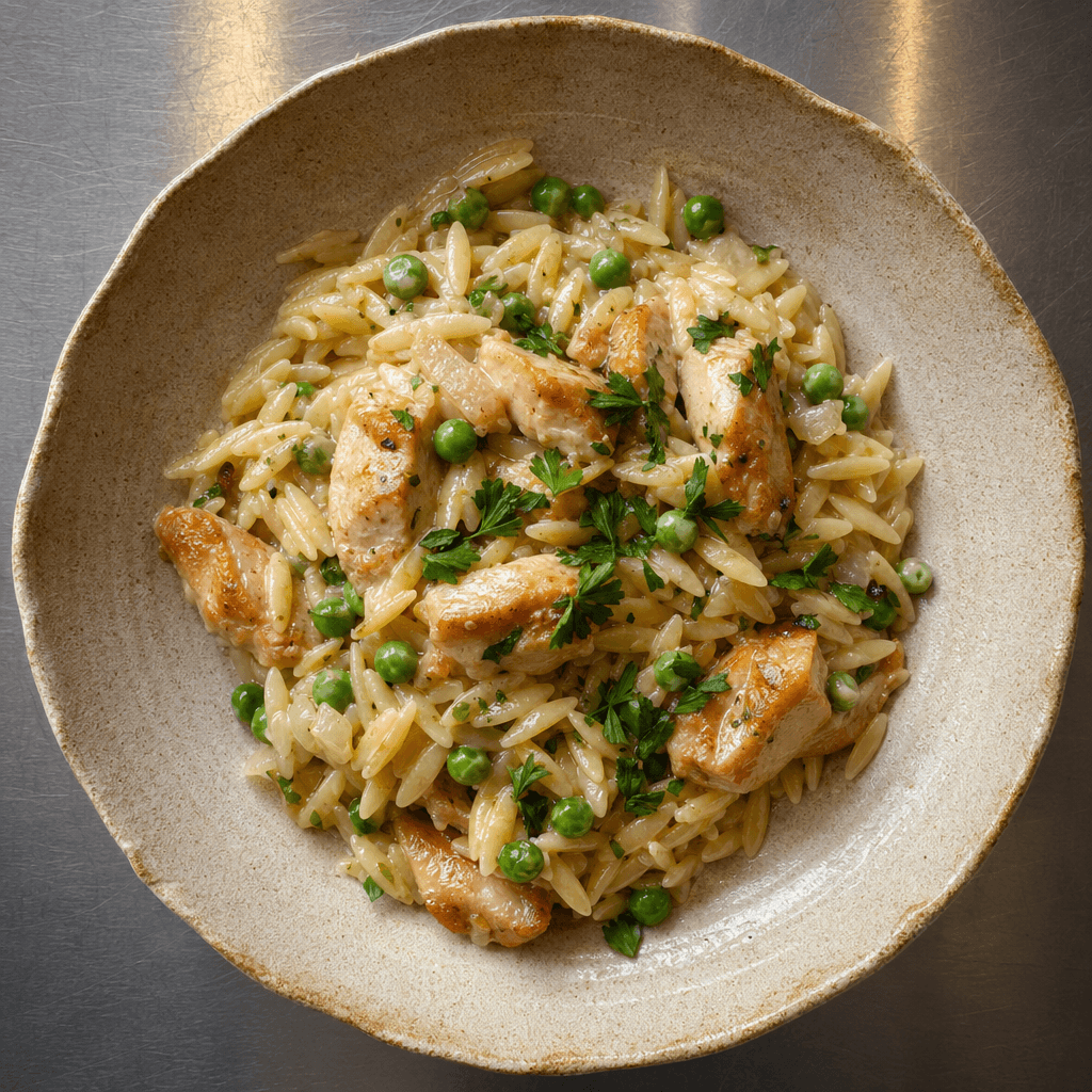 Creamy Chicken & Pea Orzo