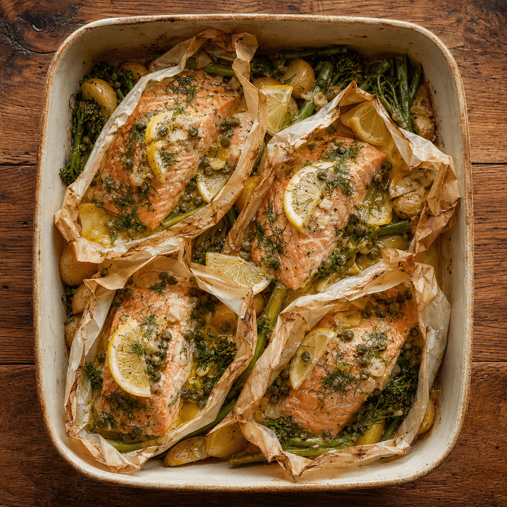 Baked Salmon Parcels with Dill & Lemon