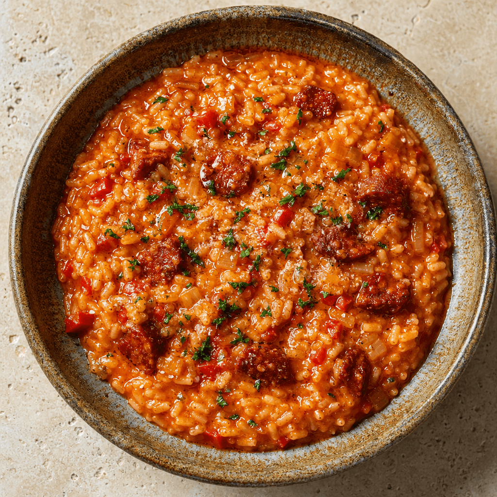 Smoky Red Pepper & Chorizo Risotto