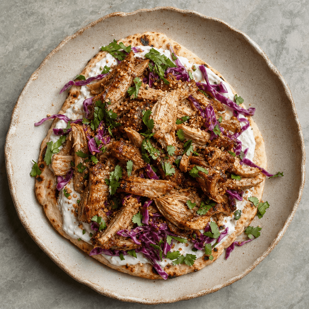Pulled Turkey with Spiced Yoghurt & Flatbread