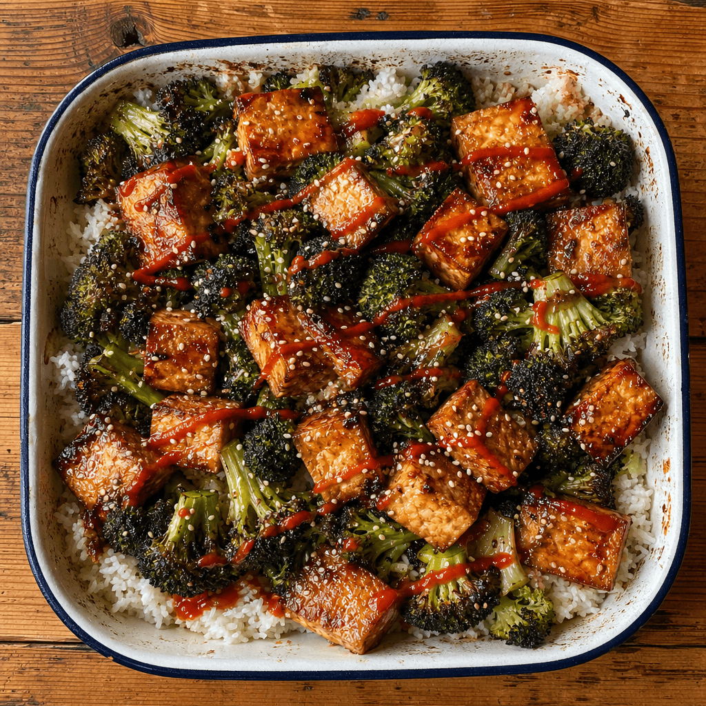 Crispy Baked Tofu with Sesame Broccoli