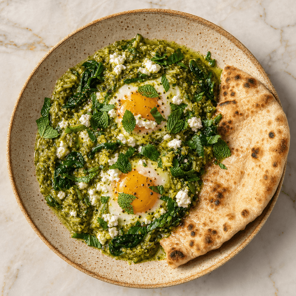 Green Shakshuka with Herbs & Feta