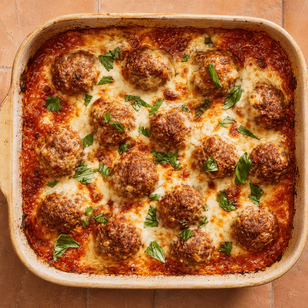Baked Meatballs with Mozzarella