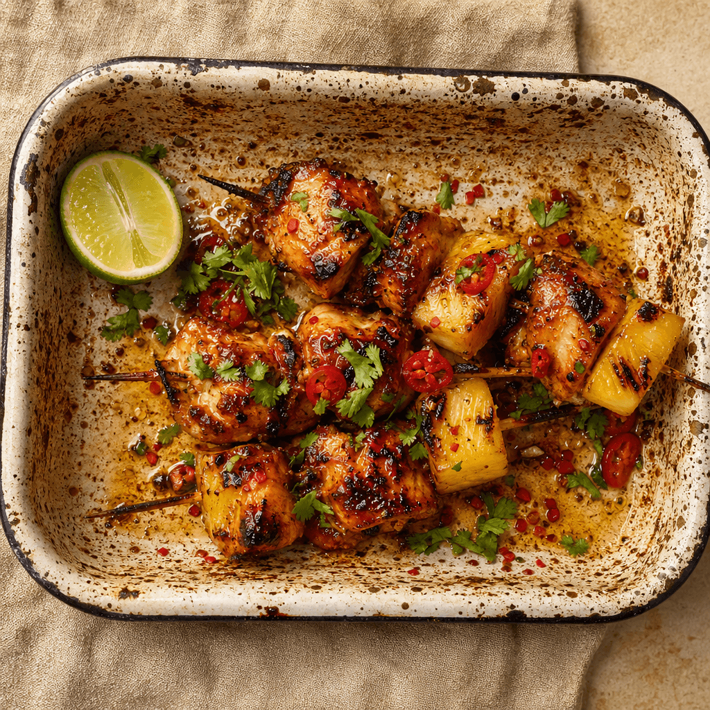 Sweet Chilli Chicken & Pineapple Skewers