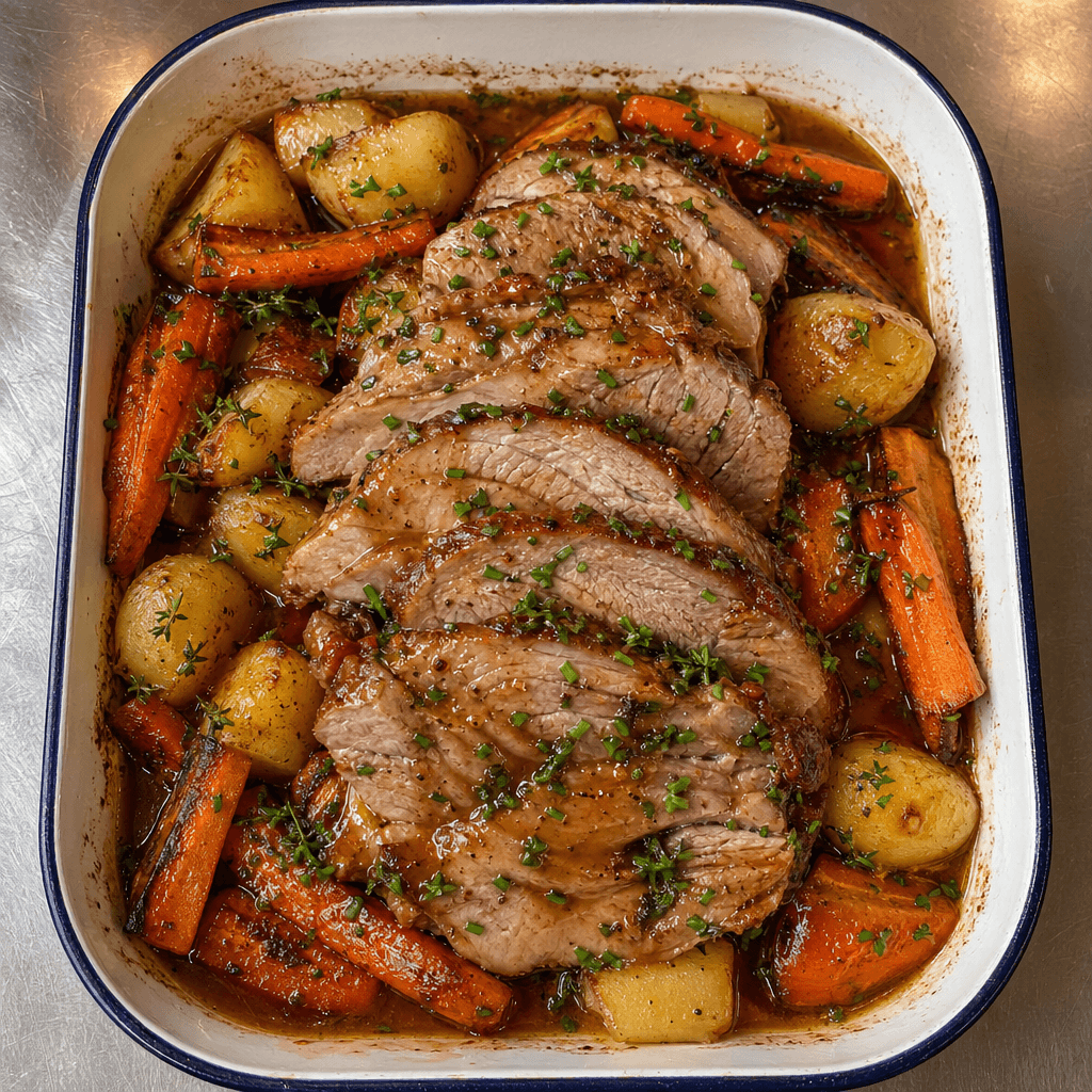 Roast Pork with Carrots & Gravy