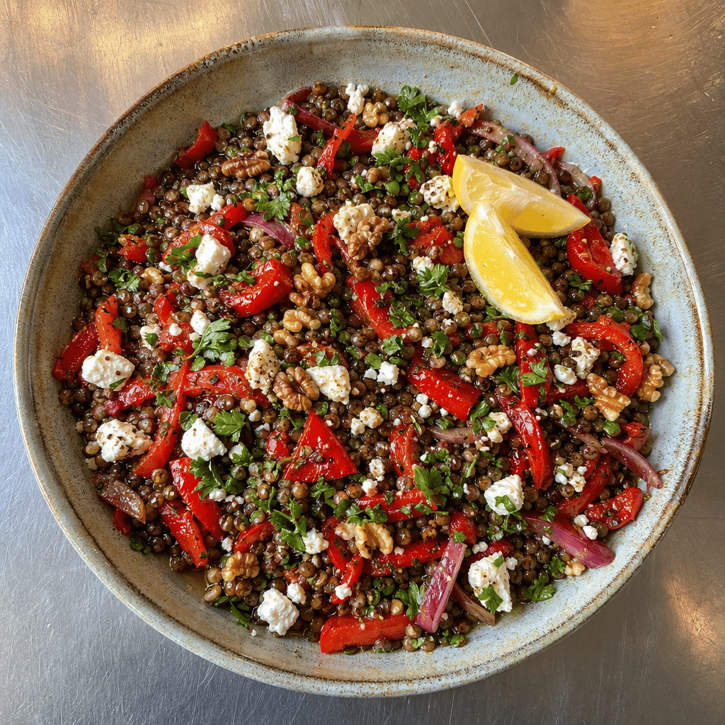 Lentil, Roasted Pepper and Feta Salad