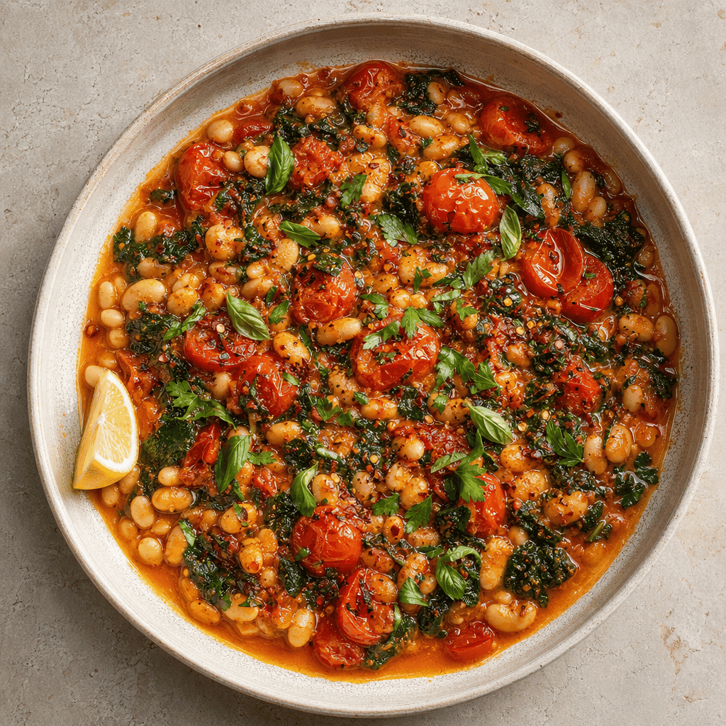 Butter Bean and Roasted Tomato Stew with Greens