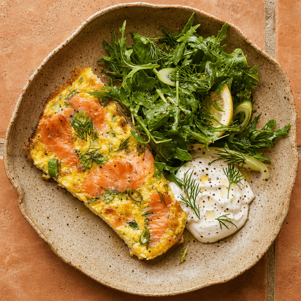 Smoked Salmon Frittata with Herb Salad