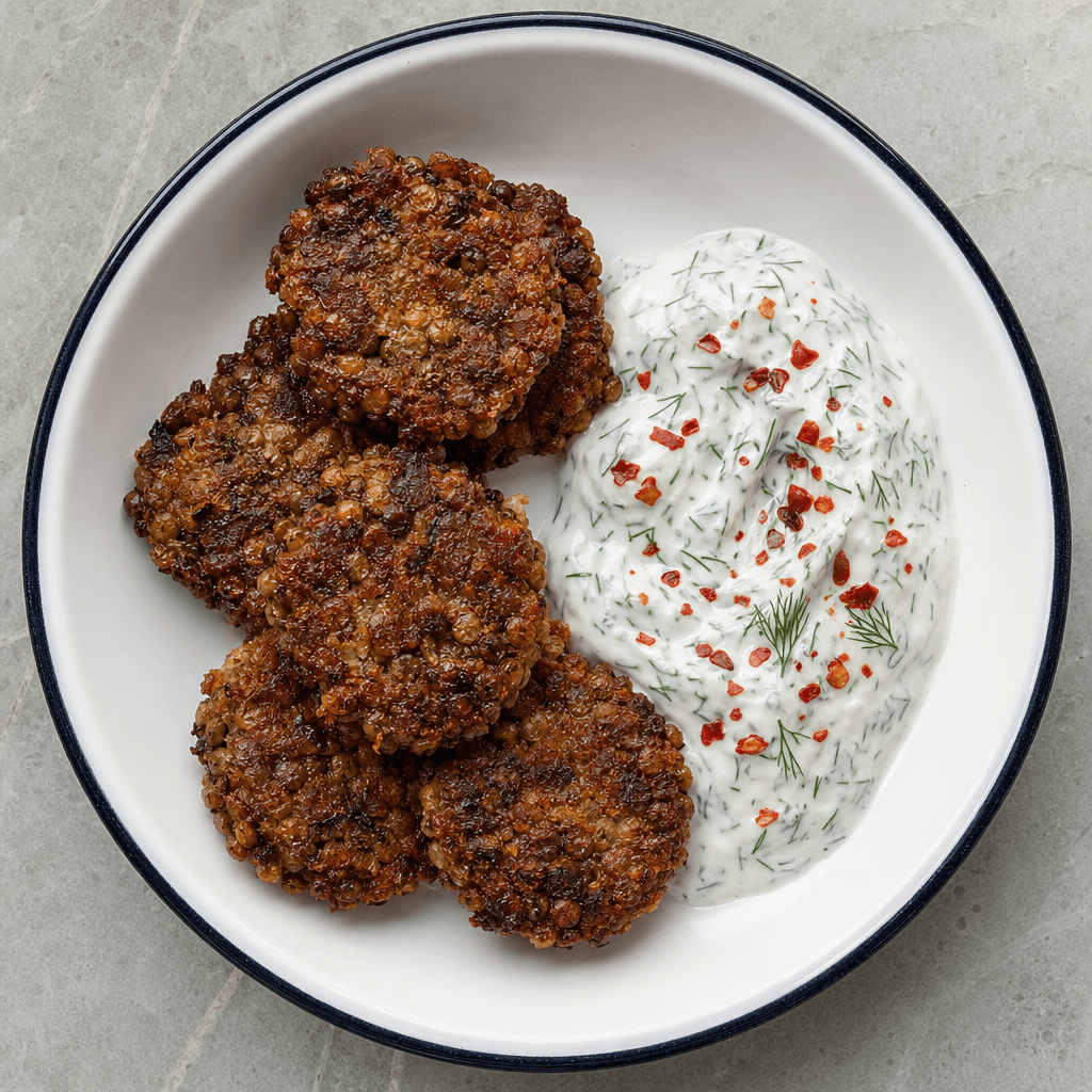 Crispy Lentil Keftedes With Dill Yoghurt