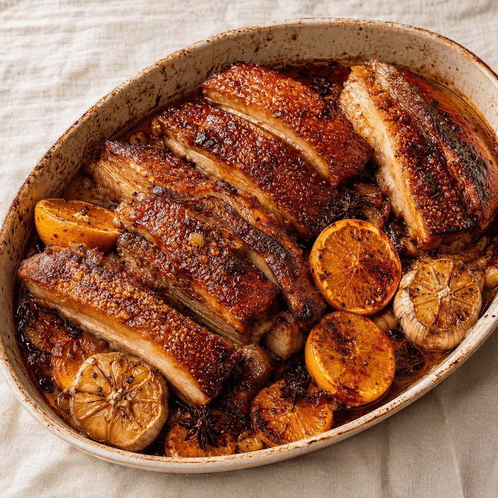 Roasted Pork Belly With Orange And Star Anise