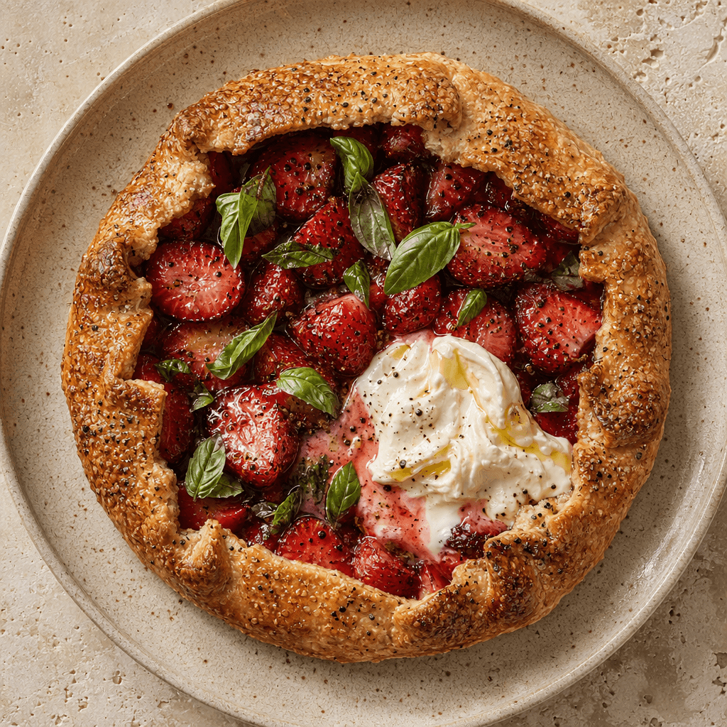 Strawberry, Basil and Black Pepper Galette
